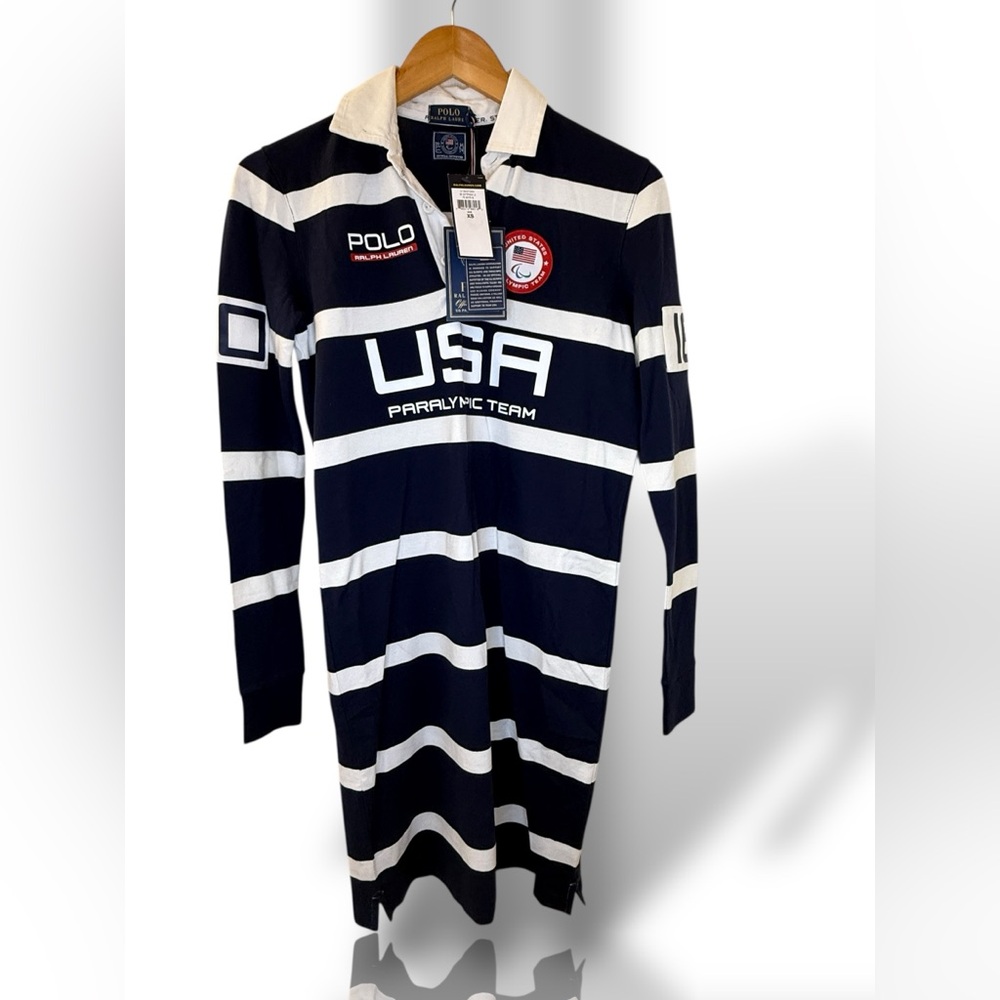 Polo Ralph Lauren Small‎ Midi Dress Paralympic USA 2016 Olympics rugby stripped